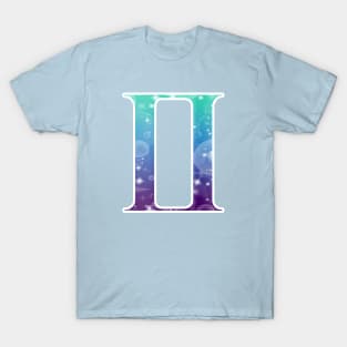 Gemini Zodiac Symbol in Magical Mermaid Colors T-Shirt